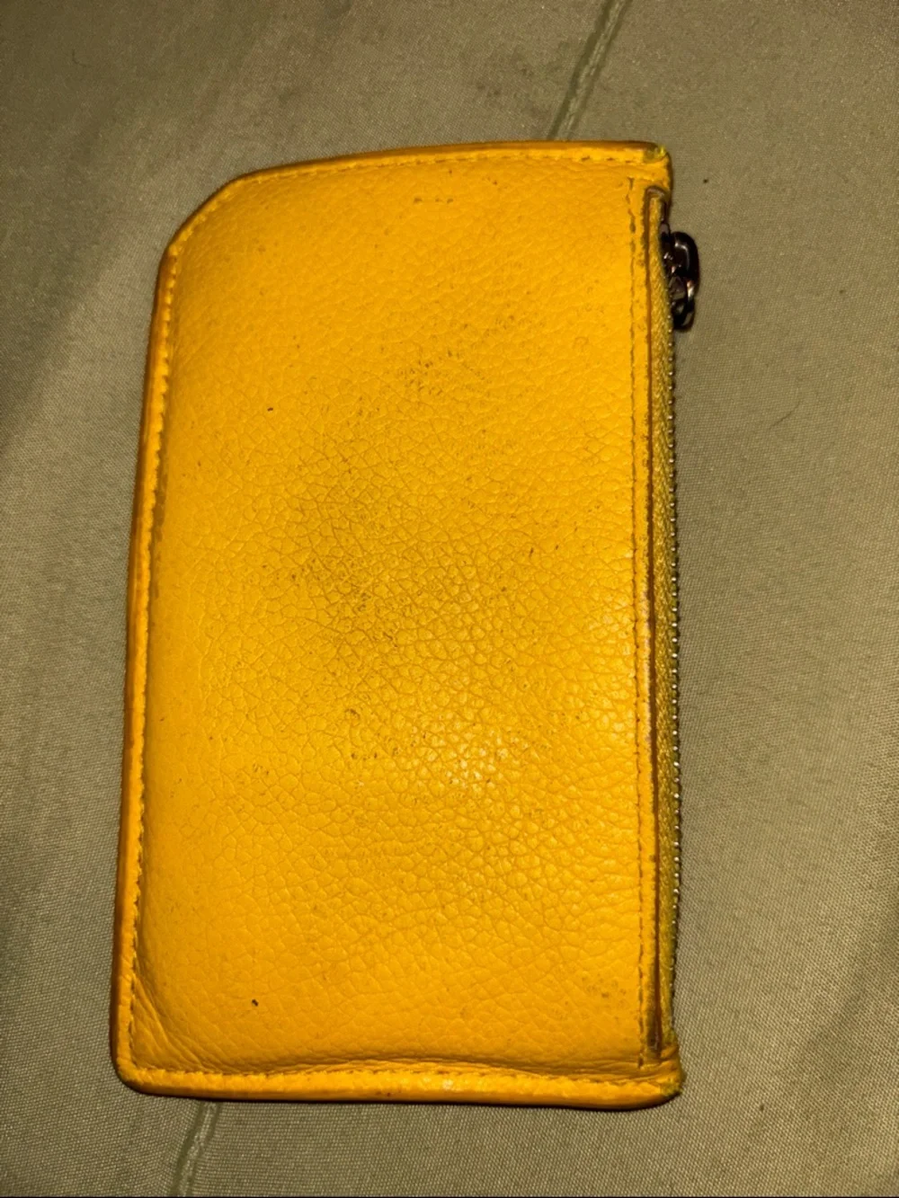Saint Laurent Orange Leather Zip Card Holder - Picture 2 of 3